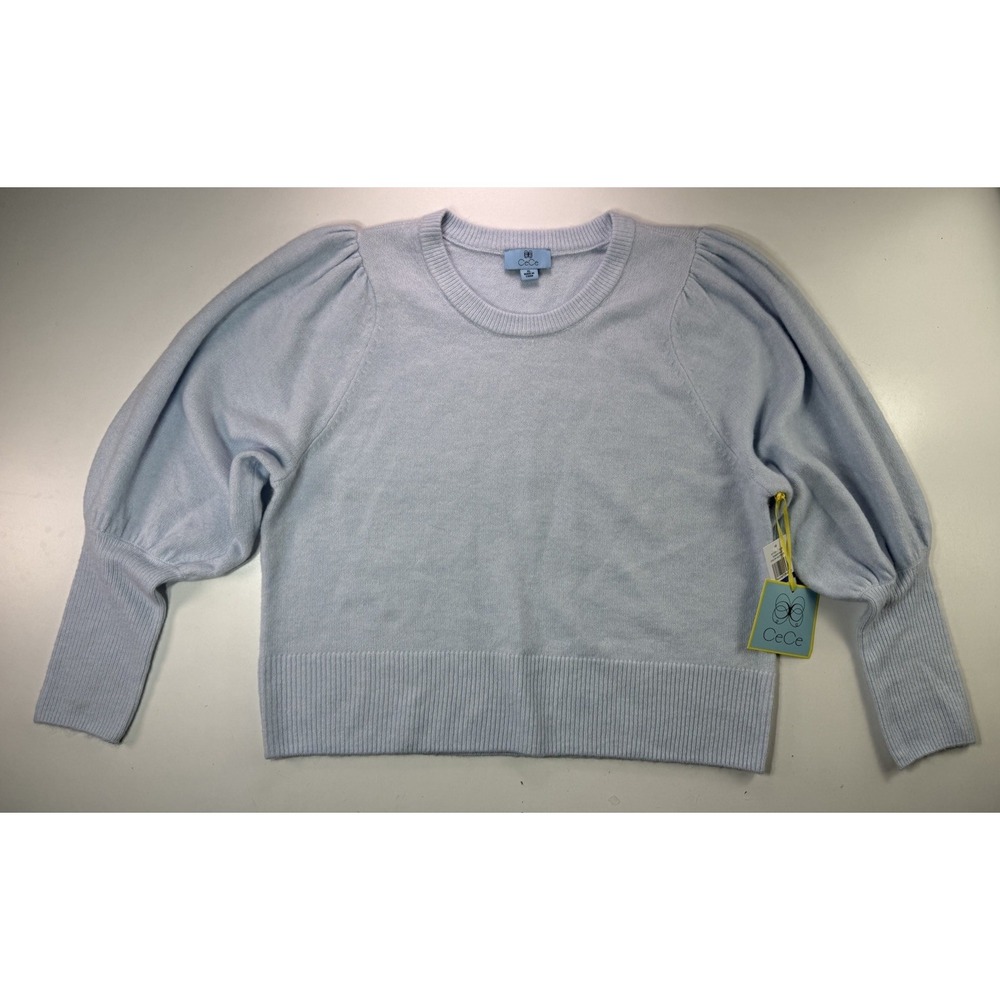 CeCe Womens Blue Puff Long Sleeve Crew Neck Sweater Size XL Frozen‎ - Picture 2 of 9
